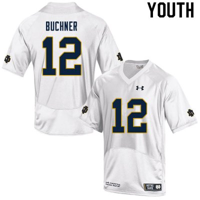 Notre Dame Fighting Irish Youth Tyler Buchner #12 White Under Armour Authentic Stitched College NCAA Football Jersey UNO2199TT